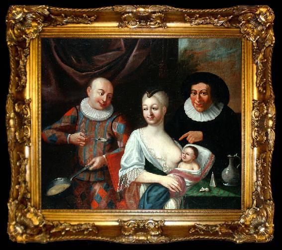 framed  unknow artist Mother and child with Harlequin, ta009-2